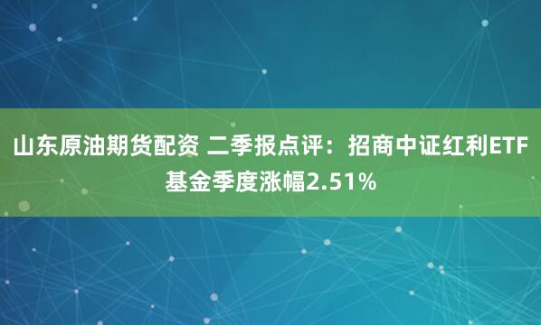 山东原油期货配资 二季报点评:招商中证红利ETF基金季度涨幅2.51%